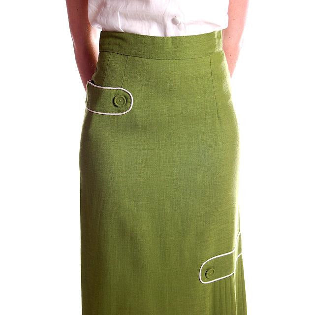 Vintage Pencil Skirt Apple Green Linen Fab Details 1950S 26 Waist Cart2cart The Best Vintage Clothing