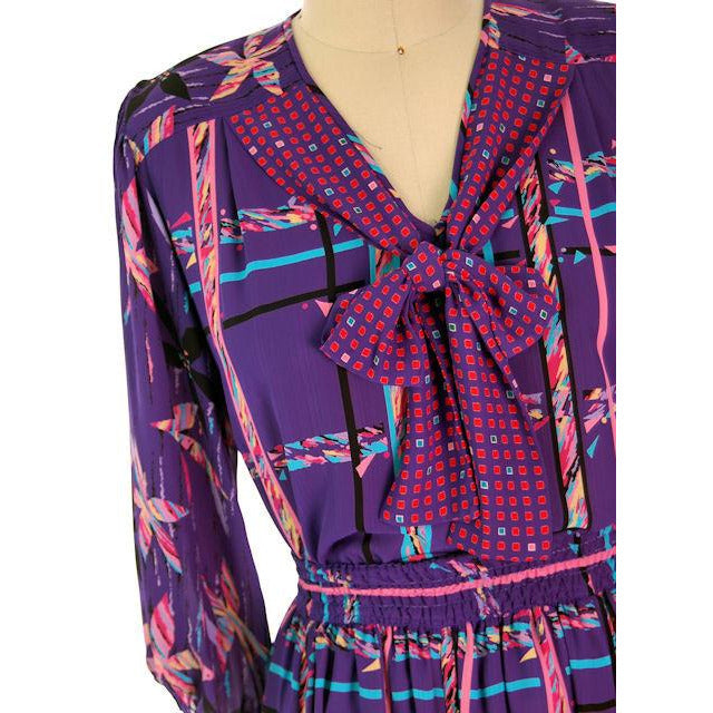 Vintage BoHo Diane Fres Freis Colorful 2 Piece Dress Purples L-XL 1980s RARE Women's,New Arrivals Diane Fres