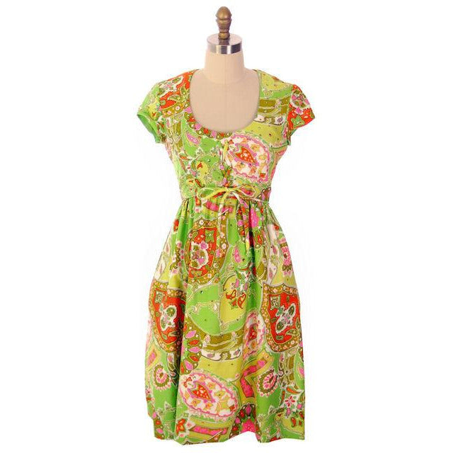Vintage Summer Dress Cutest 1960s Lime Print/Rhinestones Miles & Miles 36-27-42 - The Best Vintage Clothing
 - 1