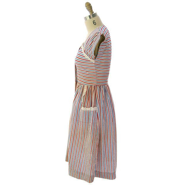 Vintage Seersucker Dress Striped For Costume Betty Barclay 1940s Women's,On Sale Betty Barclay