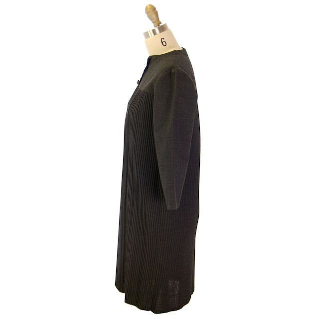 Vintage Charcoal Gray Crystal Pleated Shift Dress 1960s 38" Bust Women's The Best Vintage Clothing