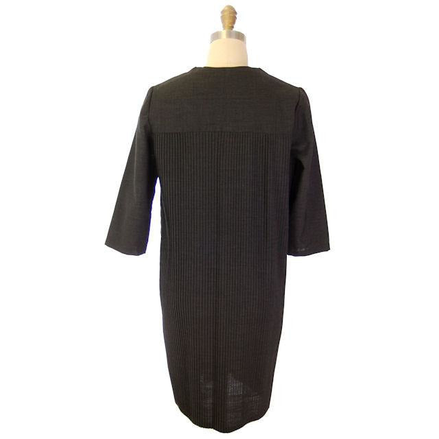 Vintage Charcoal Gray Crystal Pleated Shift Dress 1960s 38" Bust Women's The Best Vintage Clothing