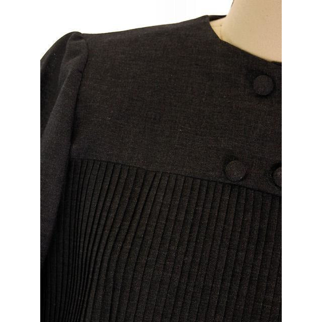 Vintage Charcoal Gray Crystal Pleated Shift Dress 1960s 38" Bust Women's The Best Vintage Clothing