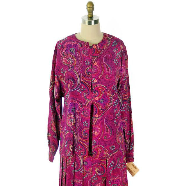 Vintage Gloria Sachs 3PC Silk Paisley Outfit Skirt/Blouse/Camisole 198 ...