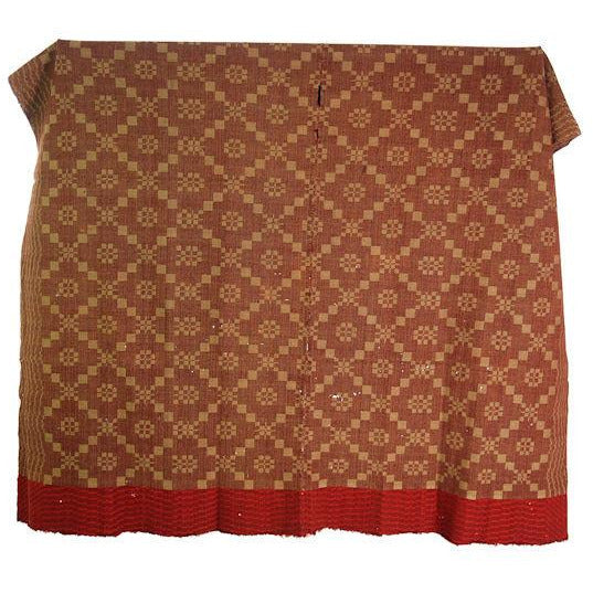 Antique 19th C Jacquard Coverlet Brown/ Green/ Red Pennsylvania 36 x72 Collectibles The Best Vintage Clothing