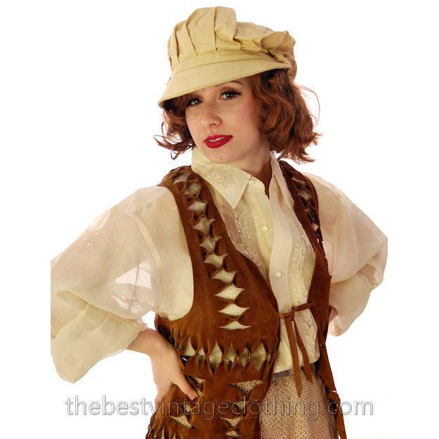 Vintage Suede Vest Unisex Cut Outs Studs 1970s Small Women's,Men's Vintage The Best Vintage Clothing