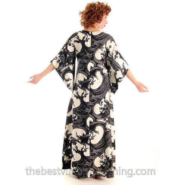 Vintage Psychedelic Tree Print Caftan Dress 1970s 36" Bust Womens Small Women's,New Arrivals The Best Vintage Clothing