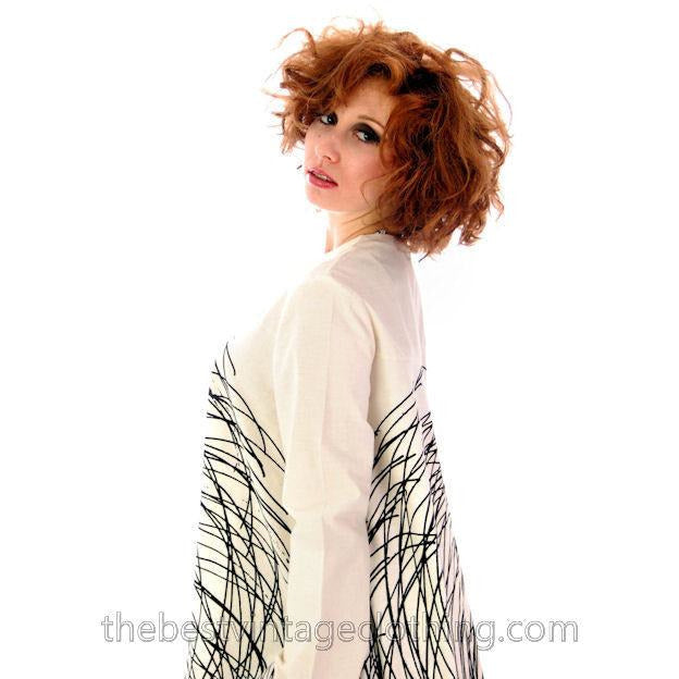 Vintage Vuokko Nurmesniemi Pyörre A-Line B & W Gown Cotton 1970s Bust 38 marimekko Vuokko