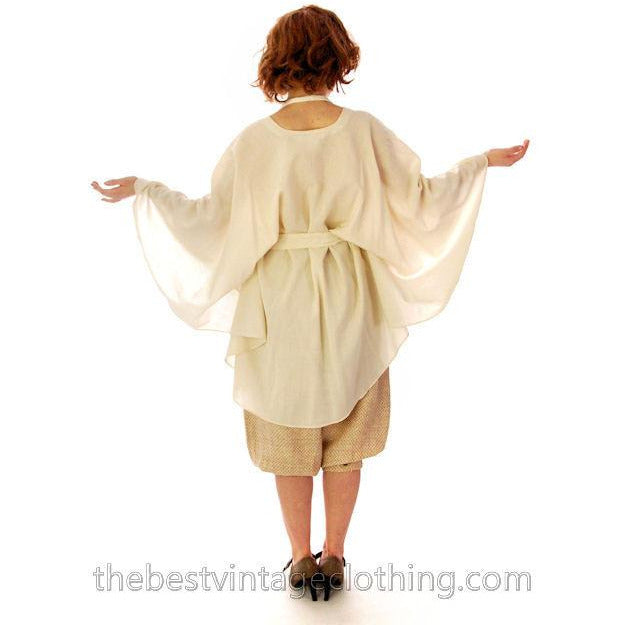 Vintage Vuokko Poncho Style Blouse Tunic Wool Voile Sz 34 1970s marimekko Vuokko