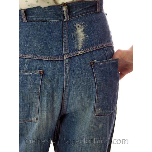 Vintage Denim Jeans Womens Small 1950s Copper Rivets Side Button Women's,New Arrivals vendor-unknown