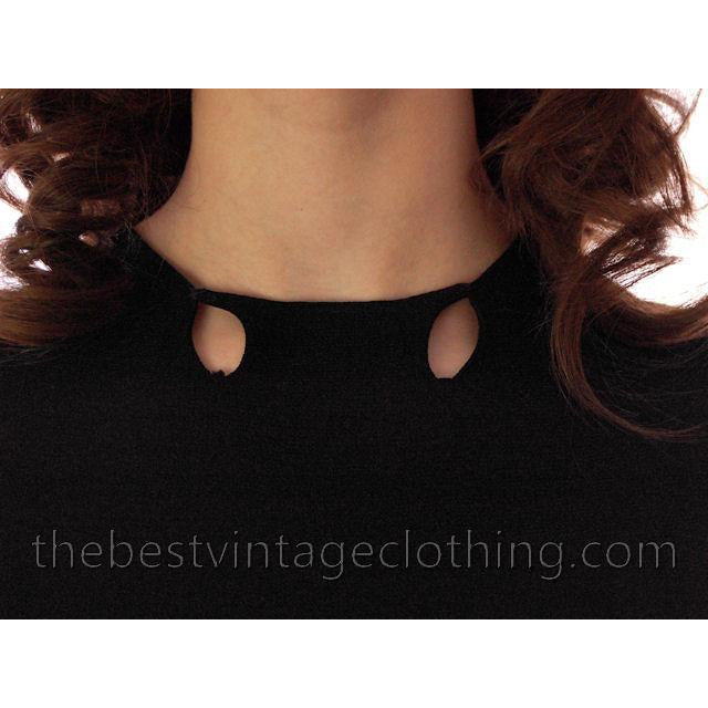 Vintage Late 1930s Rayon Knit Dress Black Pocket Details 36 Bust Women's,New Arrivals The Best Vintage Clothing