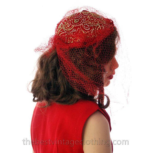 Vintage Sheath Cocktail Dress 1950s Red Linen Unique Cape Late 1940s 33-25-36 Women's,New Arrivals vendor-unknown