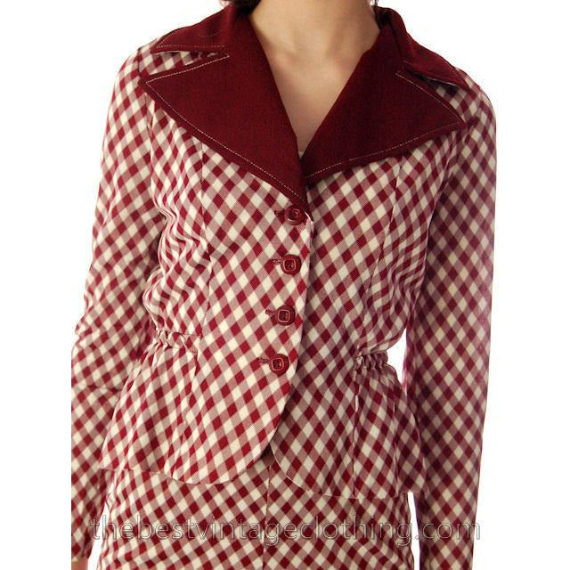 Vintage 1970s Pant Suit Maroon Plaid Super Fly Small Patricia Fair Women's,New Arrivals The Best Vintage Clothing