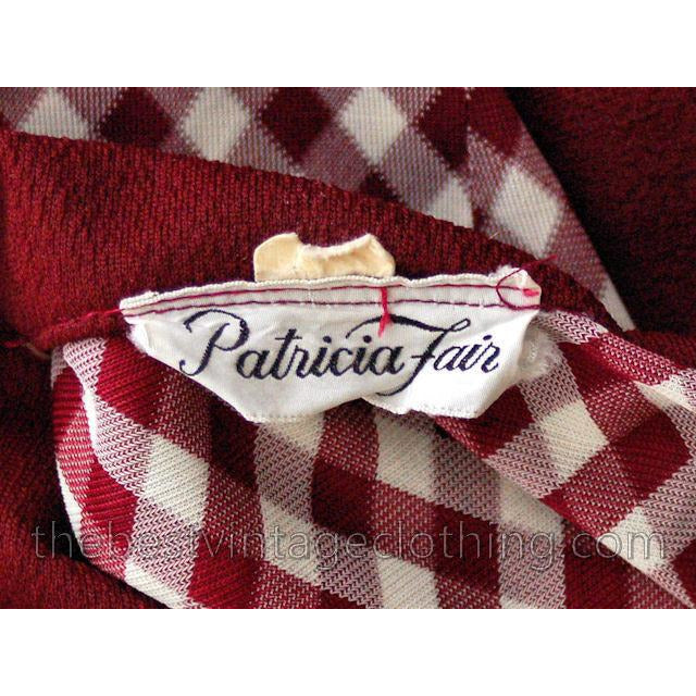 Vintage 1970s Pant Suit Maroon Plaid Super Fly Small Patricia Fair Women's,New Arrivals The Best Vintage Clothing
