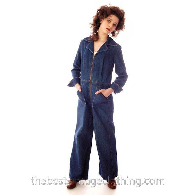 Vintage Womens 100% Cotton Denim Jumpsuit 1970s Sears Bust 38- S/M Women's,New Arrivals The Best Vintage Clothing