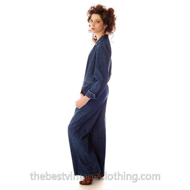 Vintage Womens 100% Cotton Denim Jumpsuit 1970s Sears Bust 38- S/M Women's,New Arrivals The Best Vintage Clothing
