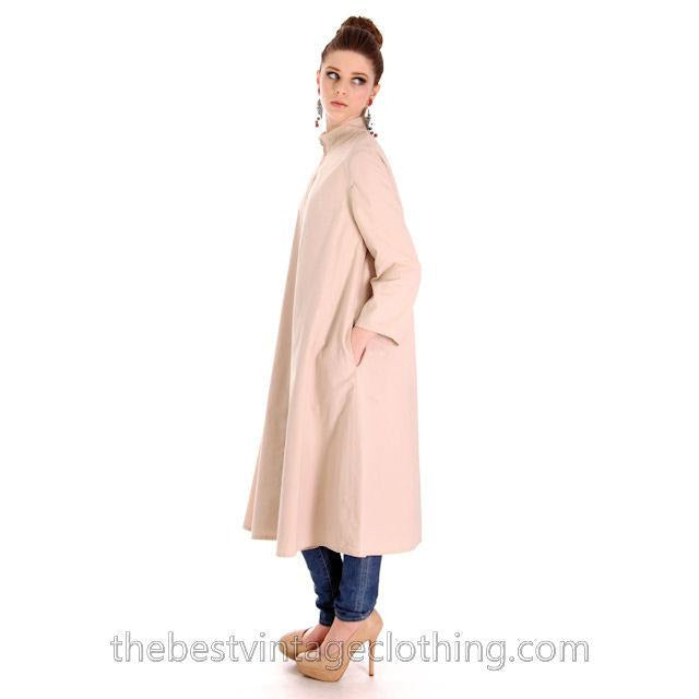 Vintage 1970s Vuokko Suomi Finland Khaki Poplin Tent Coat Zip Front Mod 36 Fits S to M marimekko Vuokko