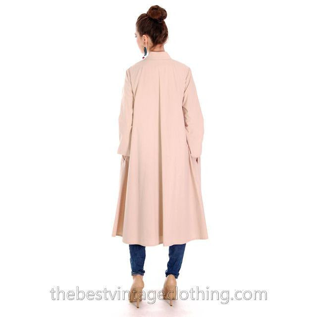 Vintage 1970s Vuokko Suomi Finland Khaki Poplin Tent Coat Zip Front Mod 36 Fits S to M marimekko Vuokko