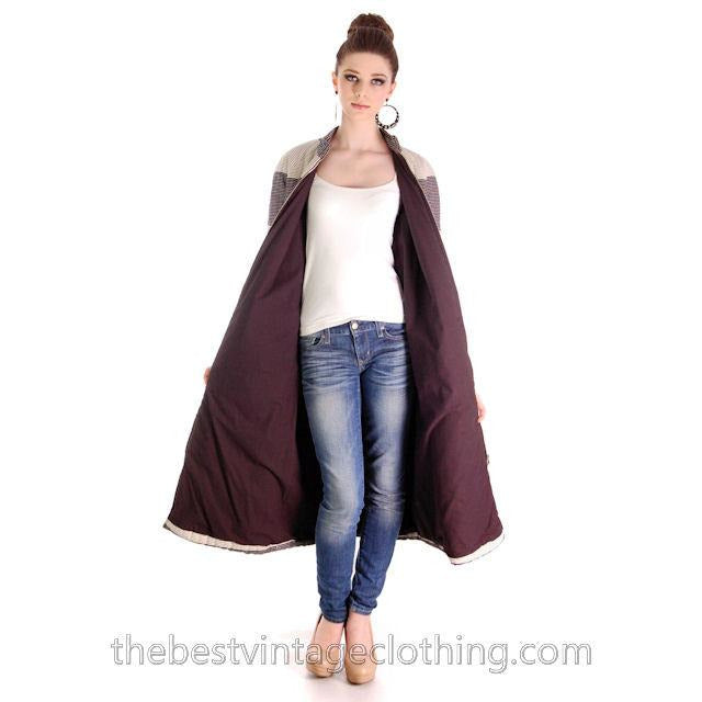 Vintage 1970s Vuokko Suomi Finland Striped Cotton Coat Zip Front Mod 38 Fits S to M marimekko Vuokko