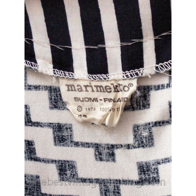 Vintage Marimekko Blue & White Geometric Print Jumper Dress Late 1960s M-L marimekko marimekko
