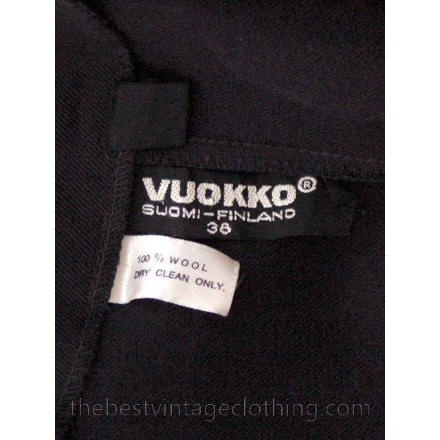 Vintage Rare Vuokko Black Circle Motif Finest Wool Voile Maxi Dress 1970s M 38 marimekko Vuokko