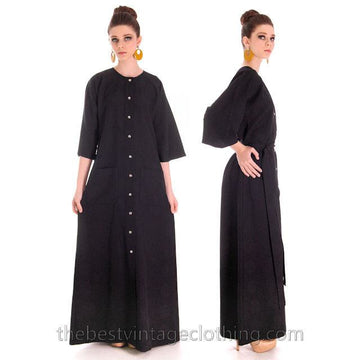 Vintage Rare Vuokko Black Circle Motif Finest Wool Voile Maxi Dress 1970s M 38 - The Best Vintage Clothing
 - 1