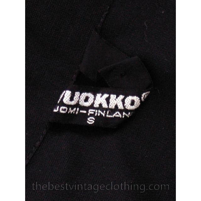 Vintage Vuokko Designer Dress 1970s Black Cotton Tent Style S-M marimekko Vuokko