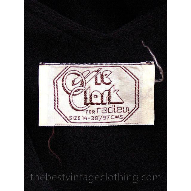 Ossie Clark Vintage 1970s Maxi Gown Black Moss Crepe 1940s Style 14/38 M-L Women's,New Arrivals Ossie Clark