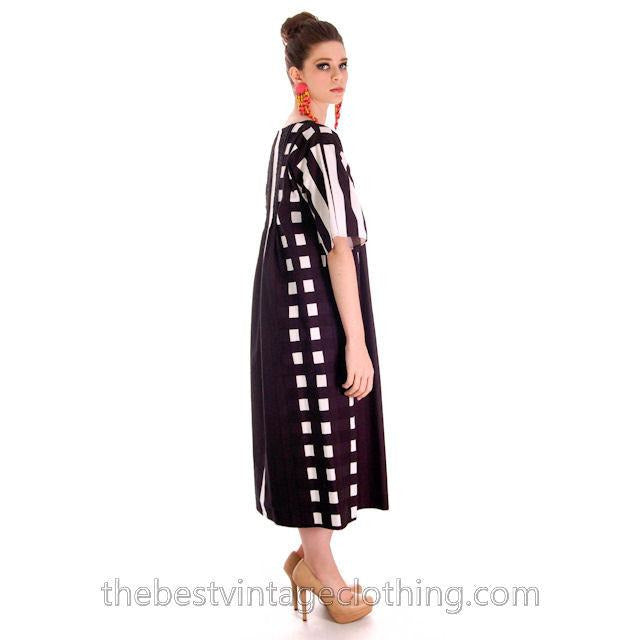 Dramatic Vintage 1970s Marimekko Graphic Dress Black & White S 1975 marimekko marimekko