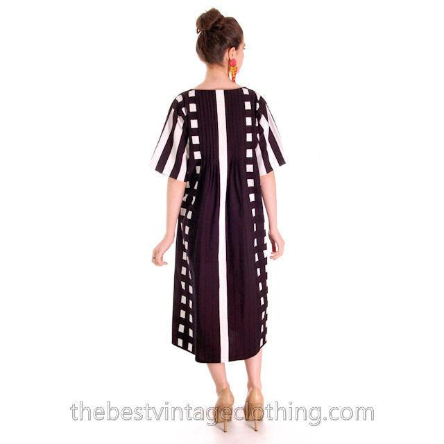 Dramatic Vintage 1970s Marimekko Graphic Dress Black & White S 1975 marimekko marimekko