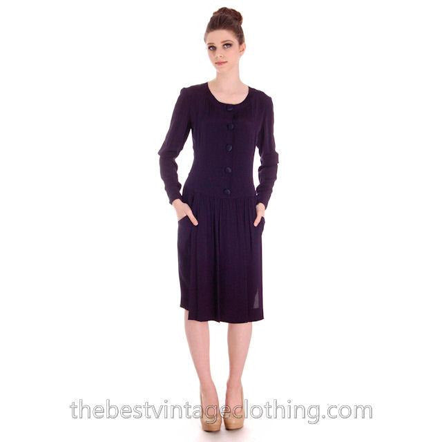 Chanel Couture Vintage Cocktail Dress Deep Blue Backless Sexy Small New Arrivals Chanel