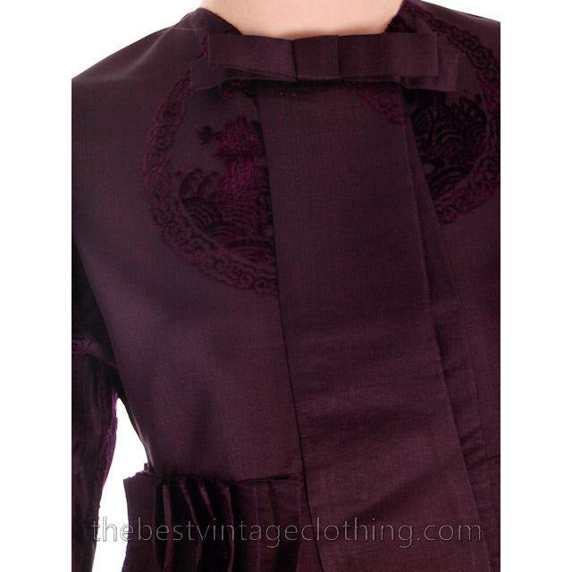 Vintage Aubergine Silk Evening Coat Created 1960s of Antique Fabric Provenance S Cart2cart The Best Vintage Clothing