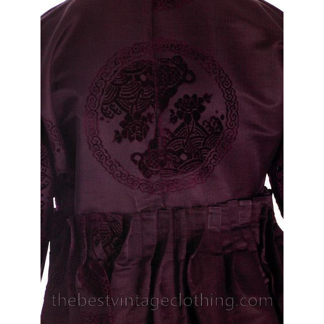 Vintage Aubergine Silk Evening Coat Created 1960s of Antique Fabric Provenance S Cart2cart The Best Vintage Clothing