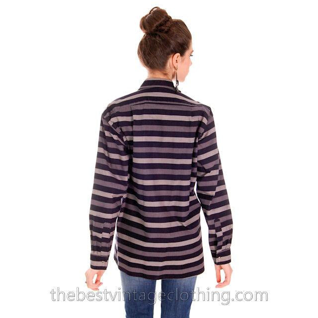 Vintage Vuokko Striped Gray Black Jacket Top Snap Front 1970s M marimekko Abby Fredelle