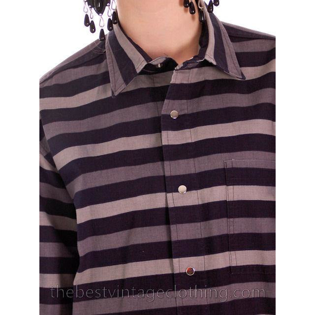 Vintage Vuokko Striped Gray Black Jacket Top Snap Front 1970s M marimekko Abby Fredelle