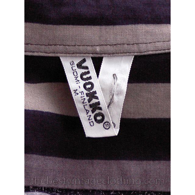 Vintage Vuokko Striped Gray Black Jacket Top Snap Front 1970s M marimekko Abby Fredelle