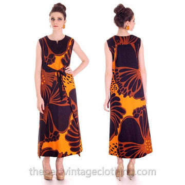 Vintage 1970s Wrap Tent Dress Bold Graphics 100% Cotton Tampella One Size marimekko marimekko