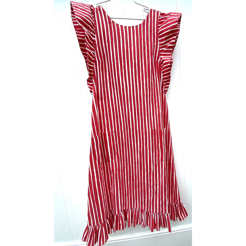 Vintage Marimekko Piccolo Red White Stripe Print Jumper Apron Dress M-L NOS 1980s marimekko The Best Vintage Clothing