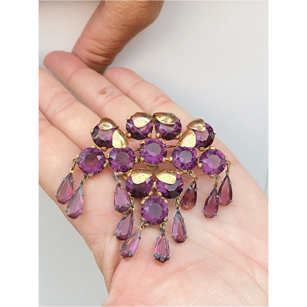 Vintage Amethyst Glass/Brass Bracelet/Brooch 1940S Revival Cart2cart The Best Vintage Clothing