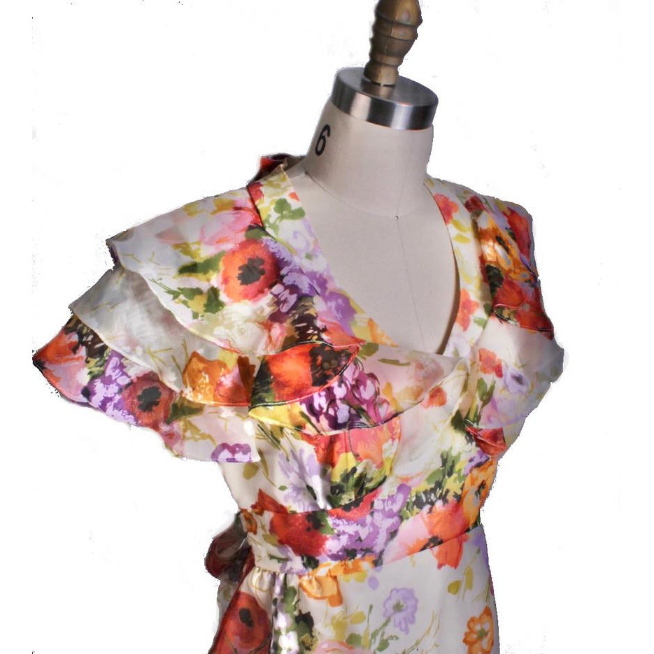 VTG FLoral 1970s Maxi Cottagecore Dress Gown Poppies Sz S/M Romantic 1930s look New Arrivals The Best Vintage Clothing