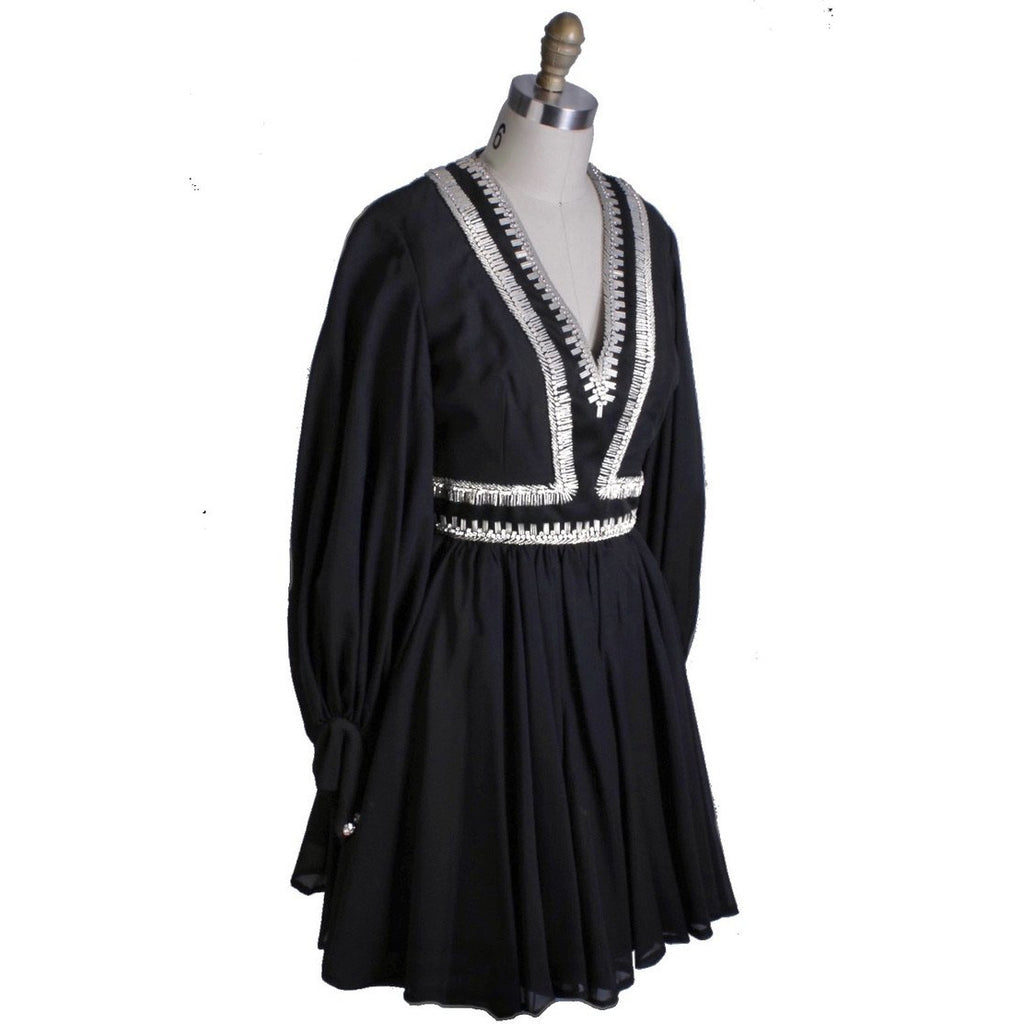 Vintage Cocktail Mini Dress LBD Black & Rhinestones Mini 1960s 34-28-Free S/M Women's The Best Vintage Clothing