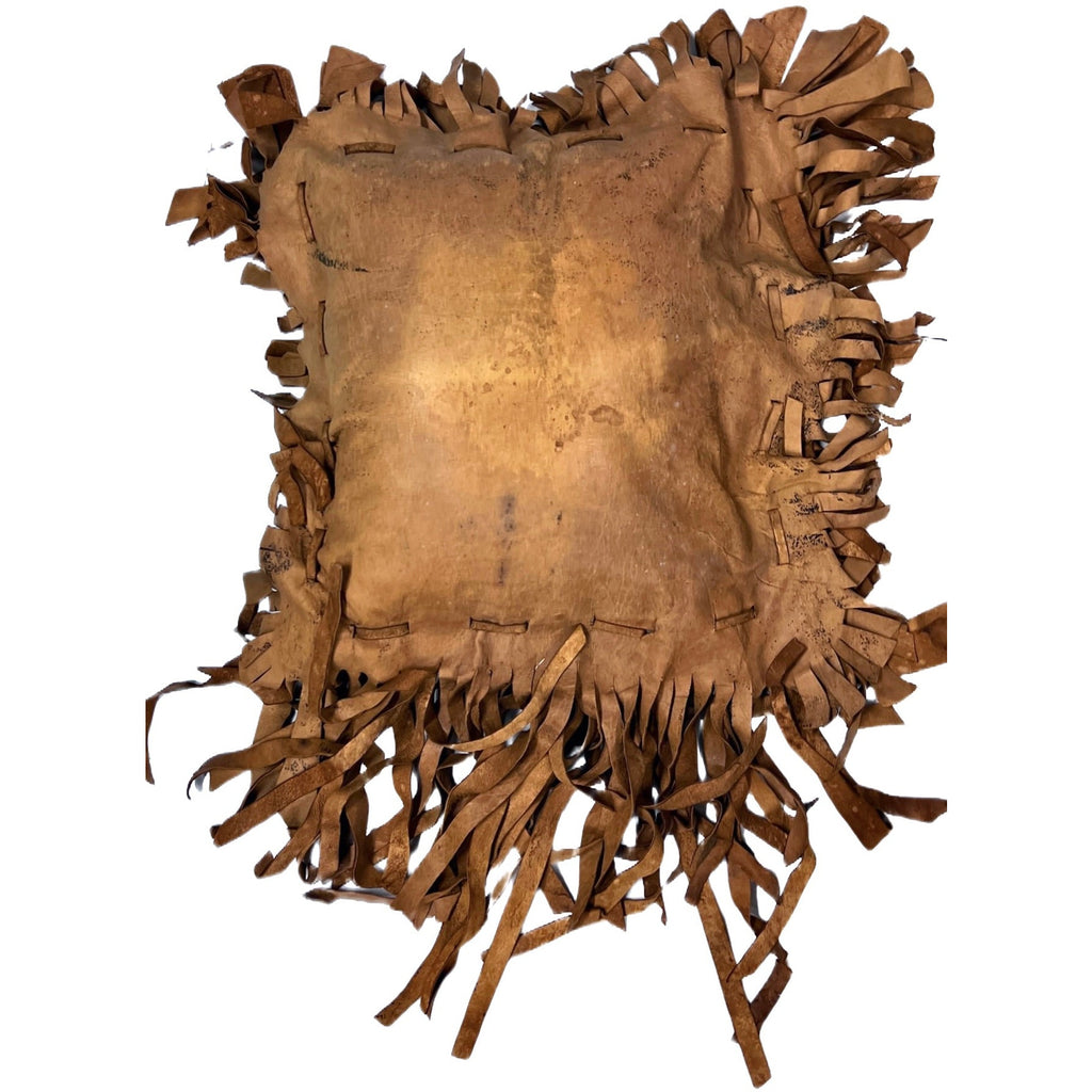 Antique Arts & Crafts Buckskin Pillow "Denver" Western Deco Hand Painted Fringed Collectibles The Best Vintage Clothing