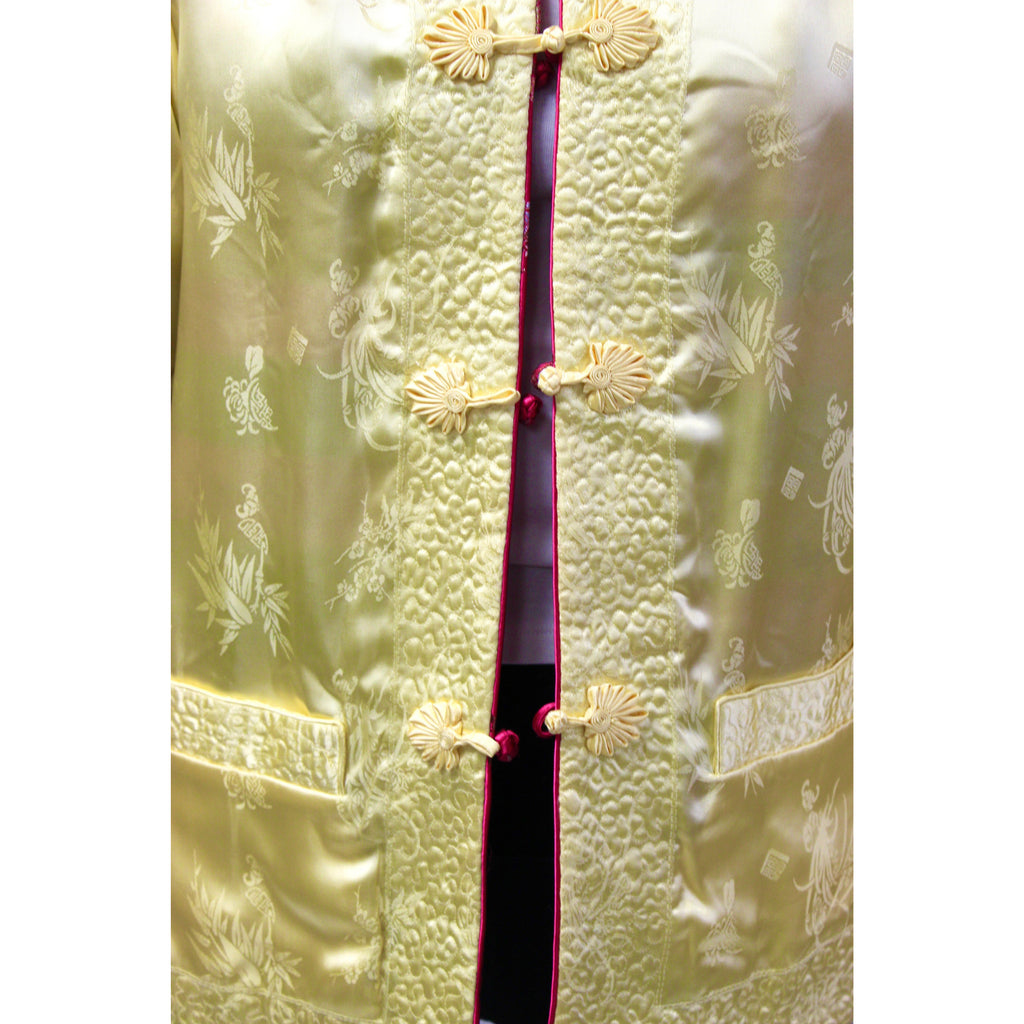 Vintage Pink/Yellow Satin Reversible Damask Jacket 1950s S/M Japan coat The Best Vintage Clothing