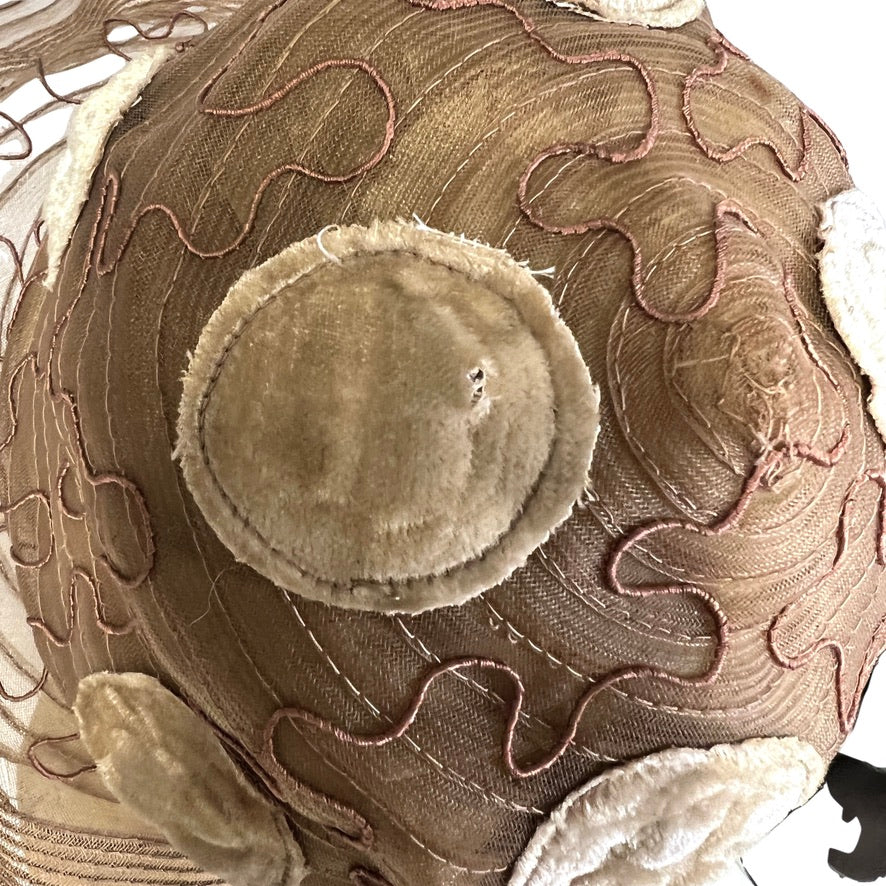 Antique Womens Cloche Hat 920s Taupe Horsehair Wide Brim M Flapper Garden Party Hats The Best Vintage Clothing