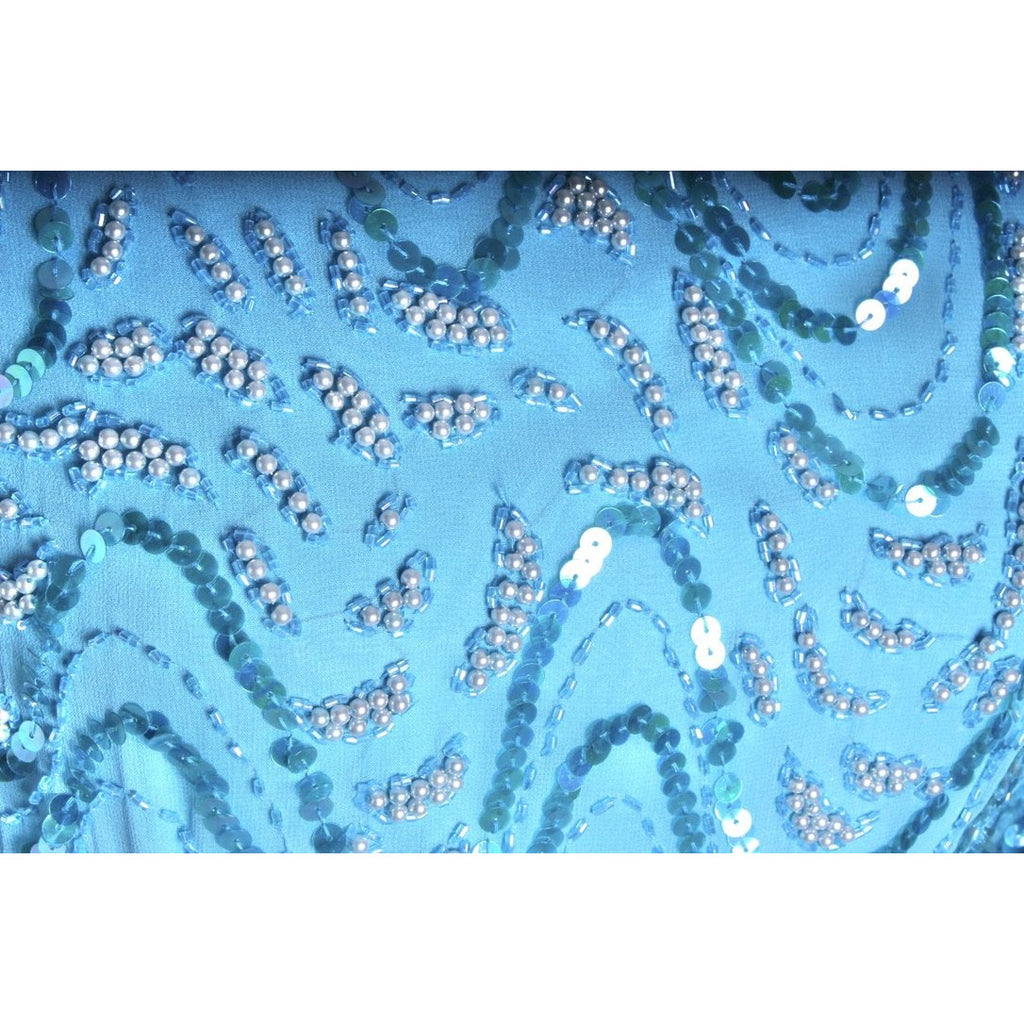 1980s Vintage Evening Glam Dress Turquoise Sequins Twilight Connection Womens M dress The Best Vintage Clothing