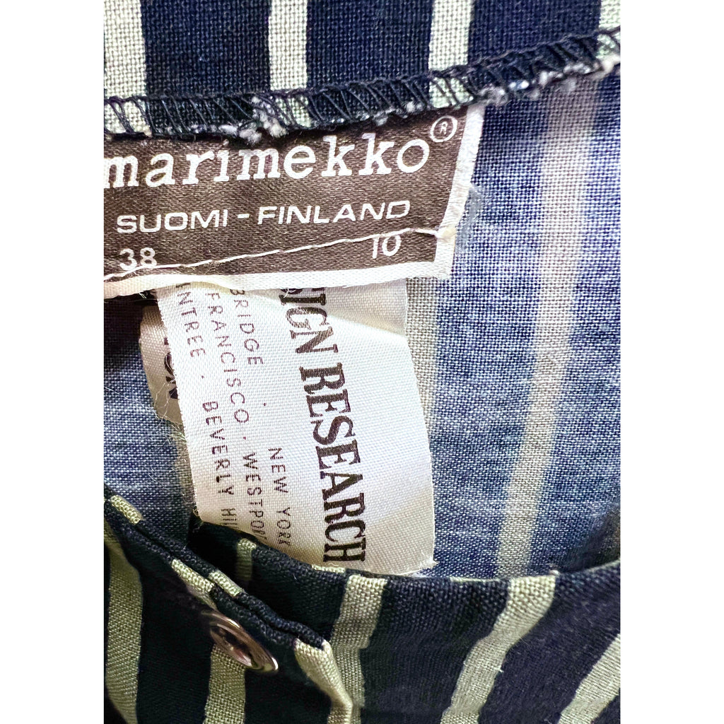 Vintage Marimekko Suomi Finland Green & Black Stripes Piccolo Jokapoika Jumper Dress Sz 38/10 1970s marimekko marimekko