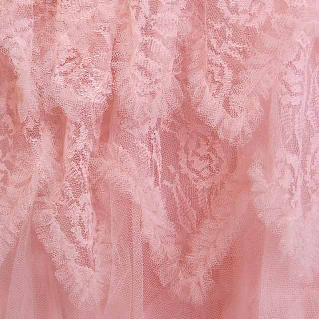Vintage Full Length Dress Pink Prom Gown Frothy Lace & Tulle 1940s Small Cart2cart The Best Vintage Clothing