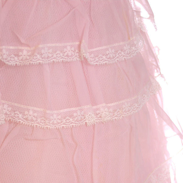 Vintage Pink Party Dress Chiffon Ruffles Skirt 1950s 32-25-Free Cart2cart The Best Vintage Clothing