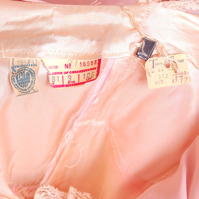 Vintage Pink Party Dress Chiffon Ruffles Skirt 1950s 32-25-Free Cart2cart The Best Vintage Clothing