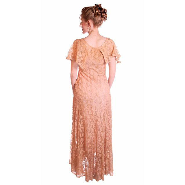 Vintage Dress Pale Peach Lace Garden Party Gown 1930's Small Cart2cart The Best Vintage Clothing